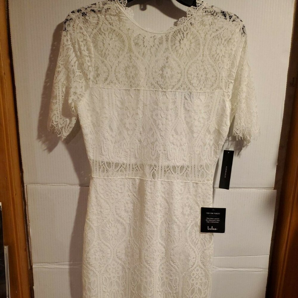NWT Lulus White Mesh Lace Dress White Women's Small New With Tags